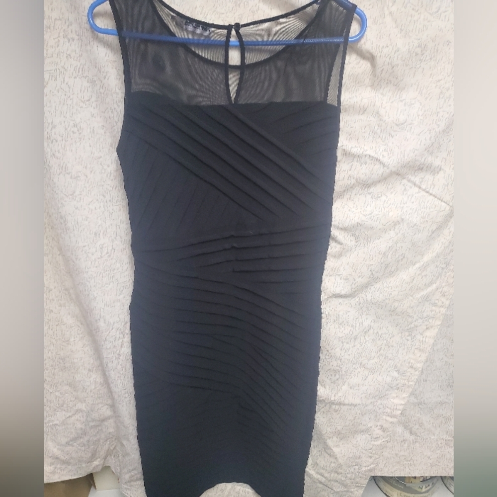 Calvin Klein Black Mesh Midi Dress